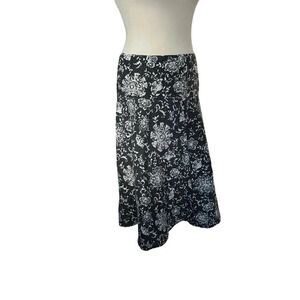 GAP || Midi 100% Linen Skirt Floral and Ivy Size 4 Circa Early 2010's